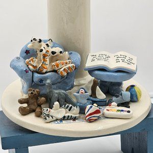 Whimsical Vintage  LAMP signed by artist ROBIN RUSSELL Ceramic Toys Nursery Lamp